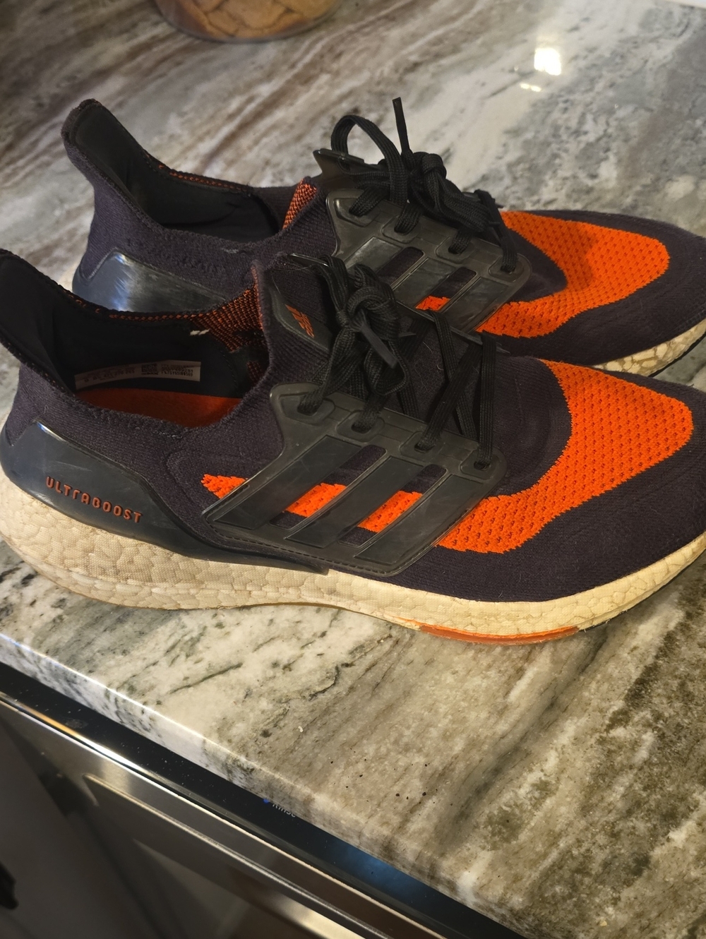 Adidas Men’s Ultraboost Knit Running Shoes - Black & Orange